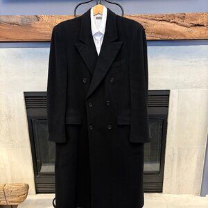 Barney's NY men's black 42-44R double-breasted cashmere overcoat used (like new)